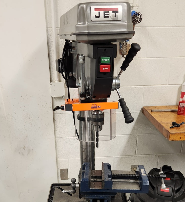 DPG-ES1 drill press guard installed on JET machine