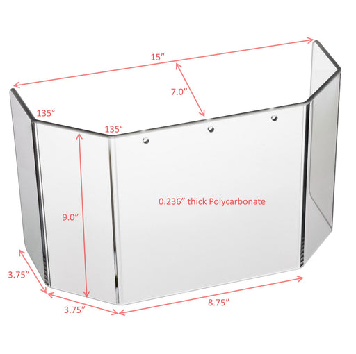 Replacement RMS-1 Shield for Milling Machine Guards, with dimensions