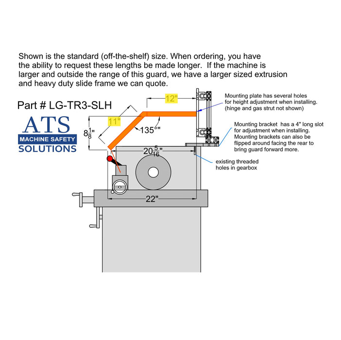 Lathe Guard, Sliding & Hinged, For Small to Medium Lathes by ATS Safety