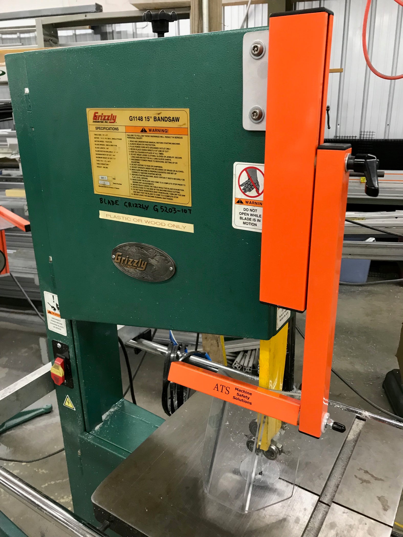 Vertical Band Saw Guard Device ATS Machine Safety Solutions